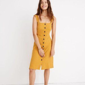 Madewell Texture & Thread Button Front Sleeveless Dress Yellow | Medium